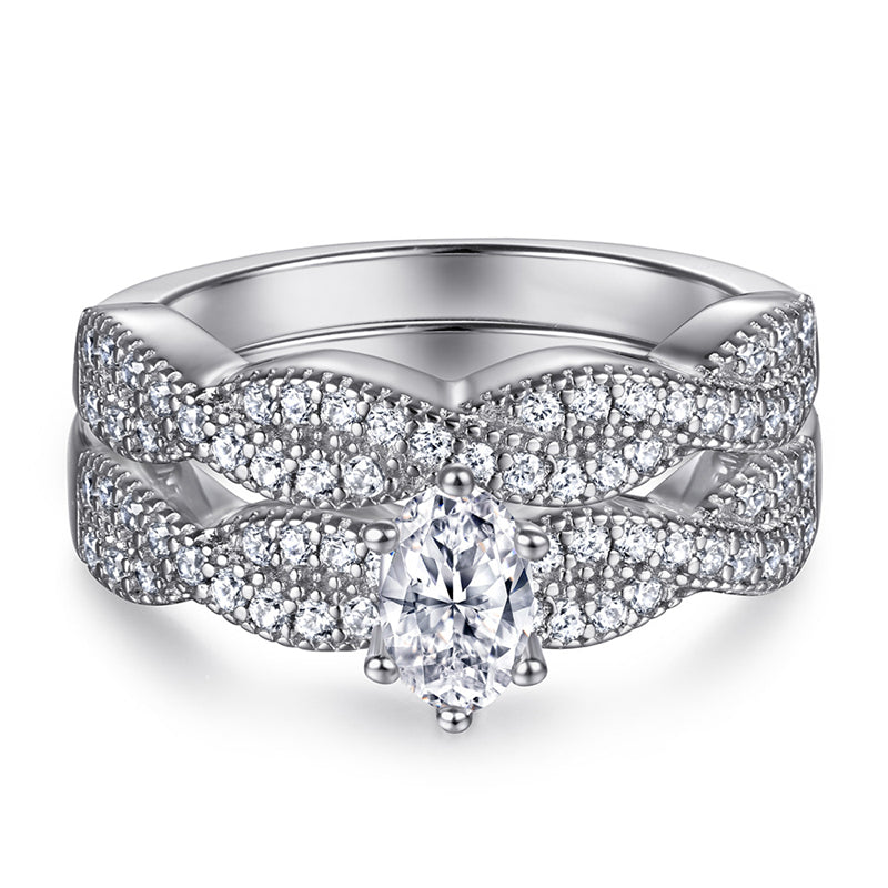 S925 Sterling Silver Crown Stackable Ring Set – 18K White Gold Plated Minimalist Jewelry