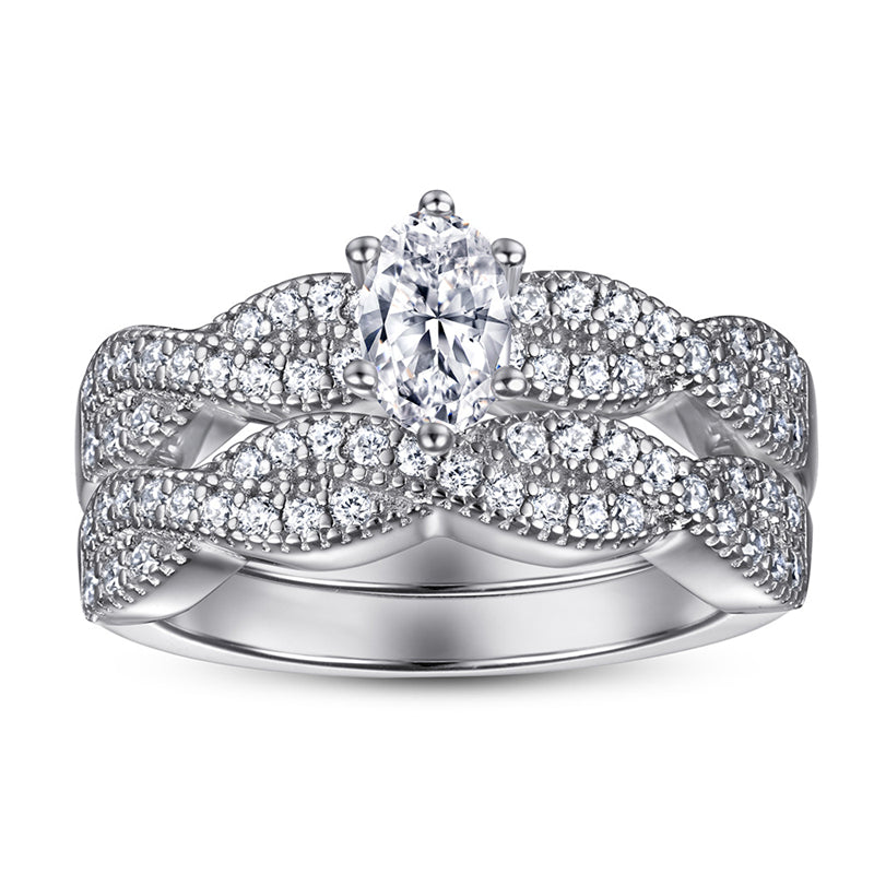 S925 Sterling Silver Crown Stackable Ring Set – 18K White Gold Plated Minimalist Jewelry
