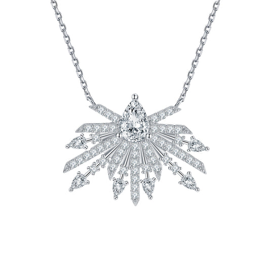 S925 Sterling Silver Crown & Bow Pendant Necklace - Elegant Zirconia Accented Collarbone Chain