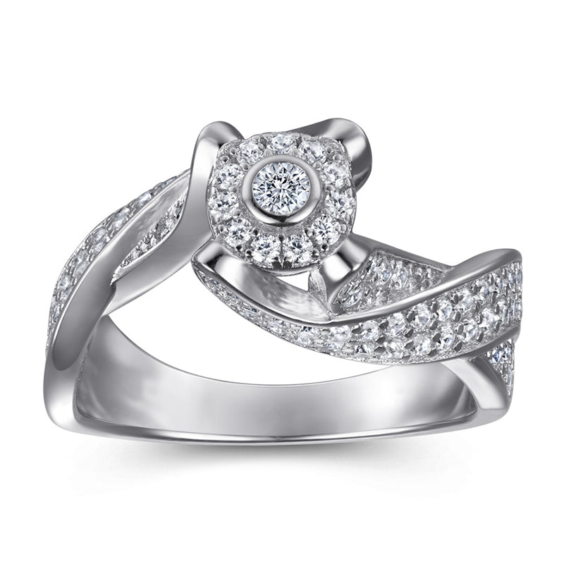 S925 Sterling Silver Curved Full-Zirconia Ring – Bold Statement Jewelry for Women