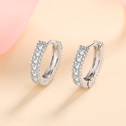 S925 Sterling Silver D-Colored Moissanite Hoop Earrings – Dainty Geometric Circle Earrings for Women