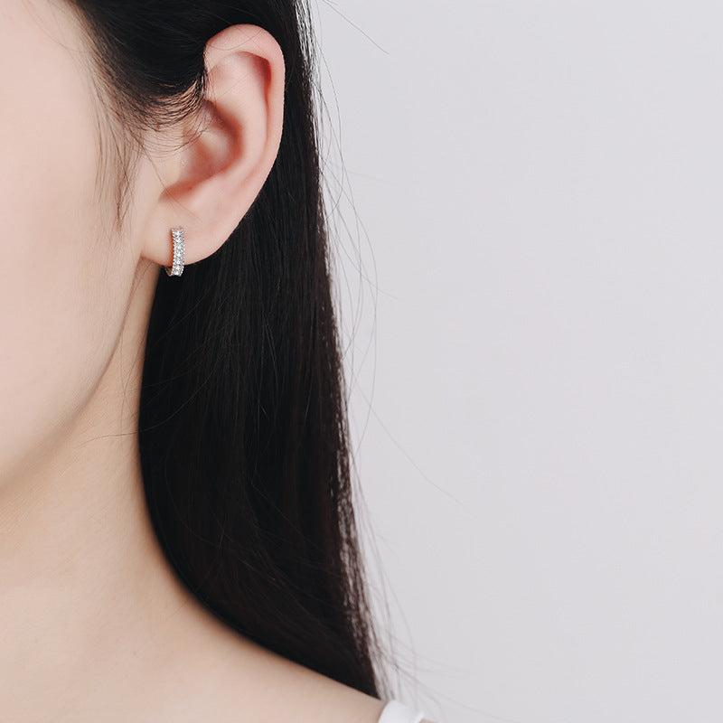 S925 Sterling Silver D-Colored Moissanite Hoop Earrings – Dainty Geometric Circle Earrings for Women