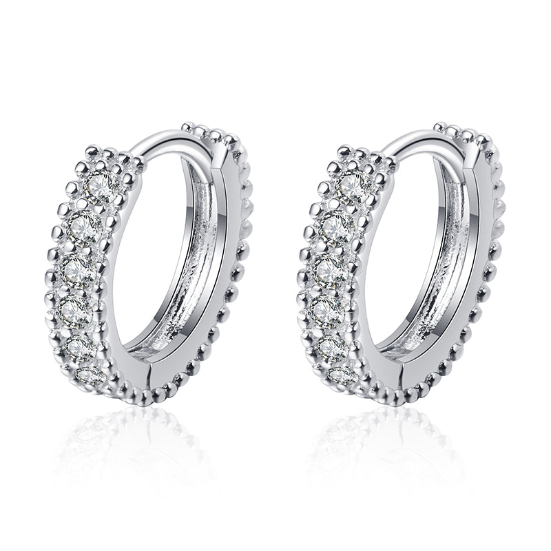 S925 Sterling Silver D-Colored Moissanite Hoop Earrings – Dainty Geometric Circle Earrings for Women