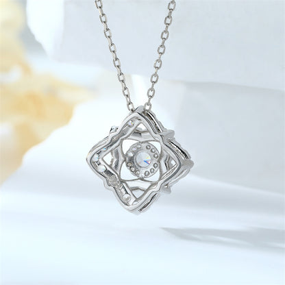 S925 Sterling Silver Diamond-Cut Pendant Necklace - Elegant Geometric Collarbone Chain
