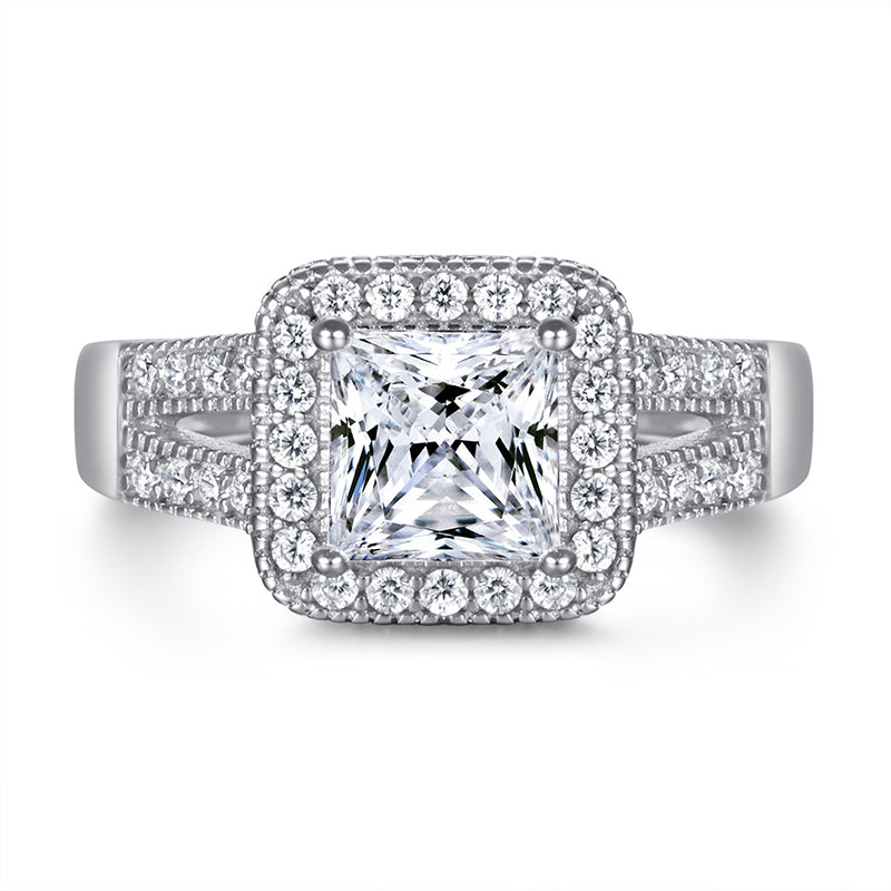 S925 Sterling Silver Double-Layer Square Zirconia Ring – Elegant Geometric Women’s Band for Gifts