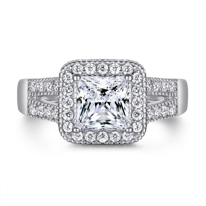S925 Sterling Silver Double-Layer Square Zirconia Ring – Elegant Geometric Women’s Band for Gifts