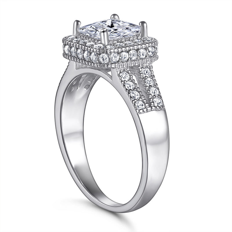S925 Sterling Silver Double-Layer Square Zirconia Ring – Elegant Geometric Women’s Band for Gifts