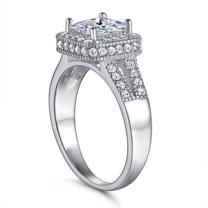 S925 Sterling Silver Double-Layer Square Zirconia Ring – Elegant Geometric Women’s Band for Gifts