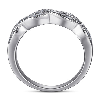 S925 Sterling Silver Double Band Diamond Ring - Modern Intertwined Bridal Jewelry