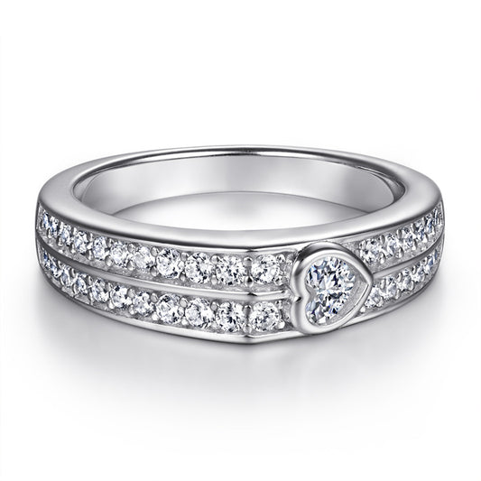 S925 Sterling Silver Double Row Heart Ring – Luxe CZ Bridal Jewelry
