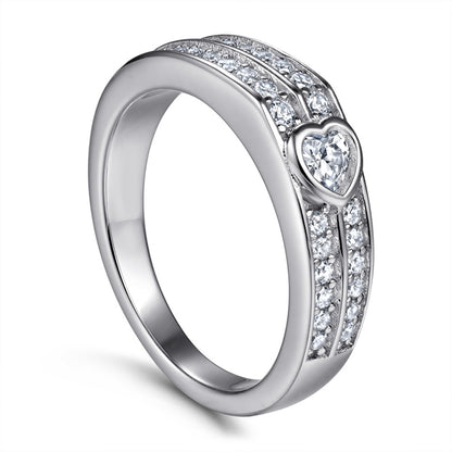 S925 Sterling Silver Double Row Heart Ring – Luxe CZ Bridal Jewelry
