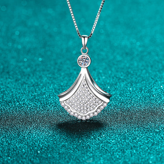 S925 Sterling Silver Dress Pendant Necklace - 0.88CT Moissanite Elegant Statement Chain