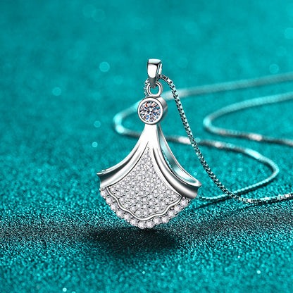 S925 Sterling Silver Dress Pendant Necklace - 0.88CT Moissanite Elegant Statement Chain