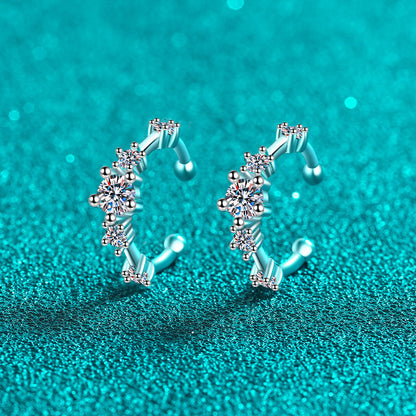 S925 Sterling Silver Edgy-Cute Diamond-Cut Moissanite Ear Cuffs - 0.64CT Trendy Ear Climbers