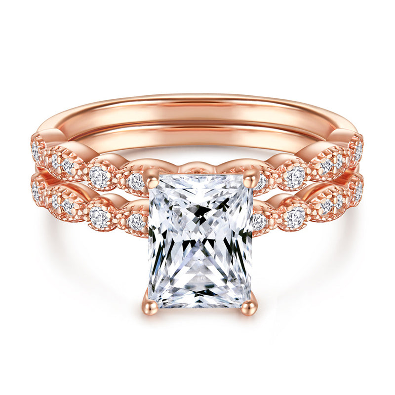 S925 Sterling Silver Emerald Cut Zirconia Ring - Elegant Solitaire Jewelry for Women