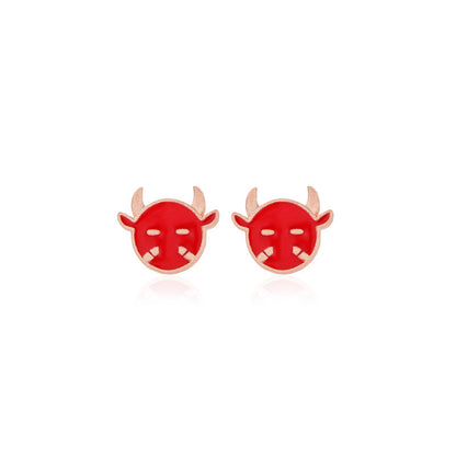 S925 Sterling Silver Enamel Animal Stud Earrings - Ethnic Geometric Earrings with Plastic Backs