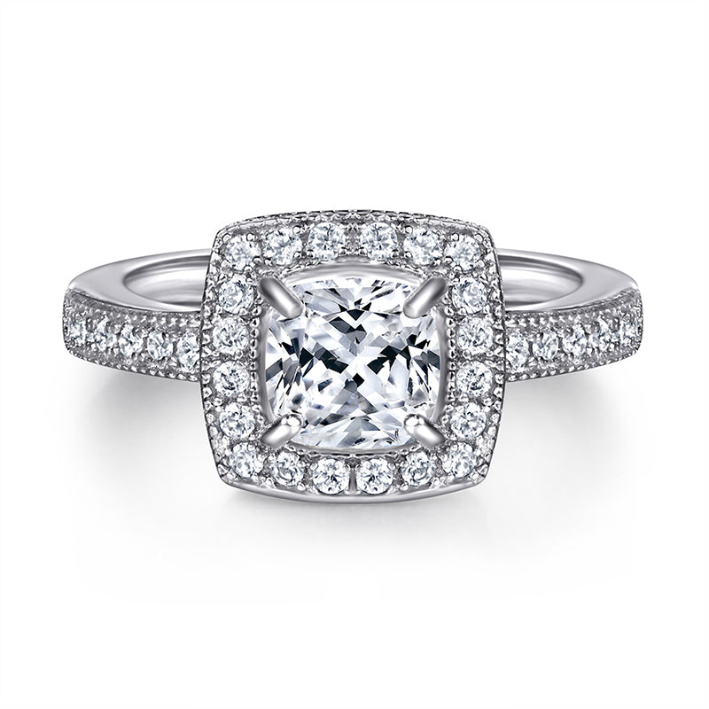 S925 Sterling Silver Engagement Ring Set - Geometric Zirconia Stackable Rings for Women