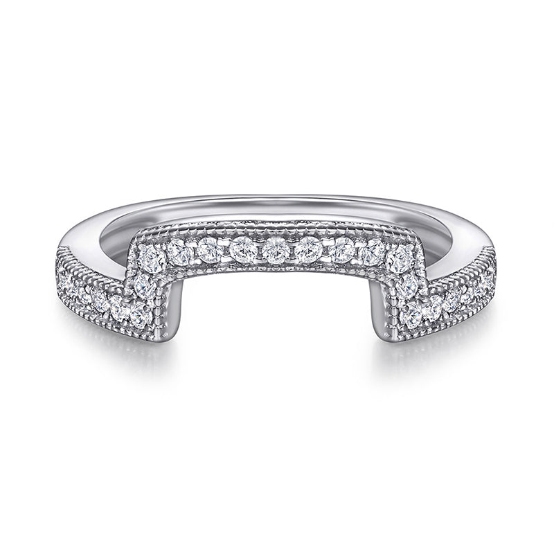 S925 Sterling Silver Engagement Ring Set - Geometric Zirconia Stackable Rings for Women