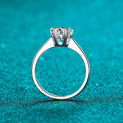 S925 Sterling Silver Floral 1ct Moissanite Engagement Ring with Tree Motif & Adjustable Fit