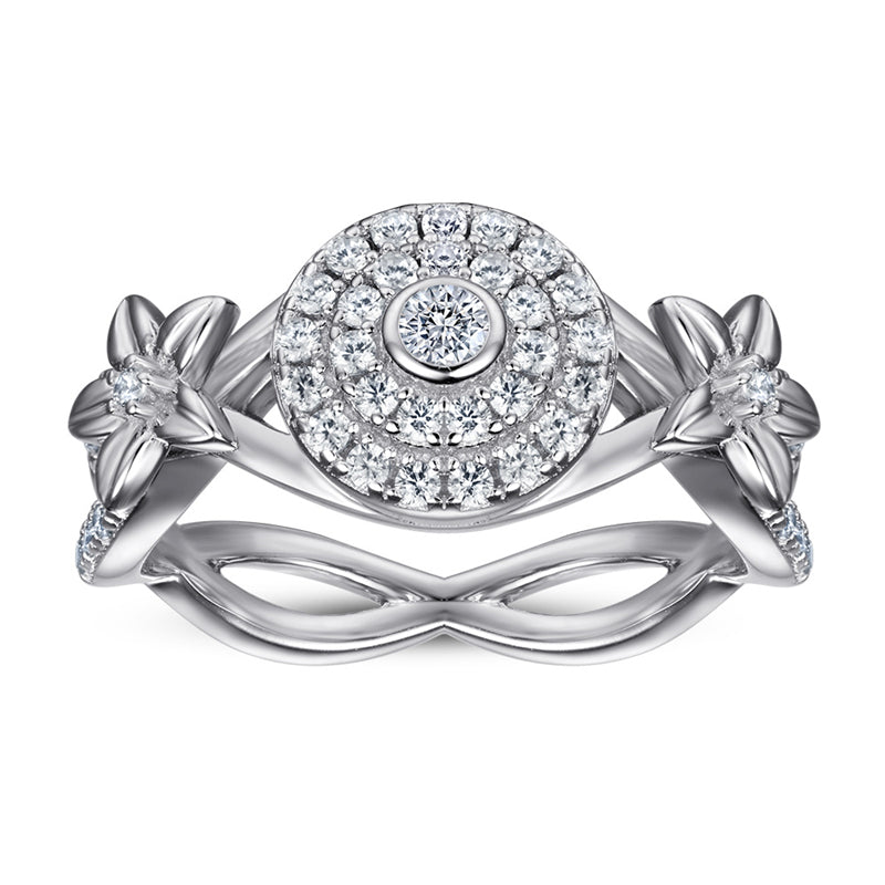 S925 Sterling Silver Floral Cluster Ring – Diamond-Paved Blossom Jewelry