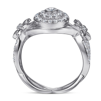 S925 Sterling Silver Floral Cluster Ring – Diamond-Paved Blossom Jewelry