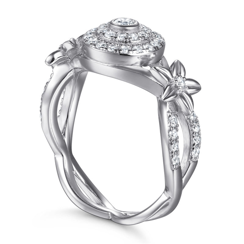 S925 Sterling Silver Floral Cluster Ring – Diamond-Paved Blossom Jewelry
