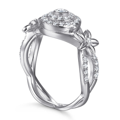 S925 Sterling Silver Floral Cluster Ring – Diamond-Paved Blossom Jewelry