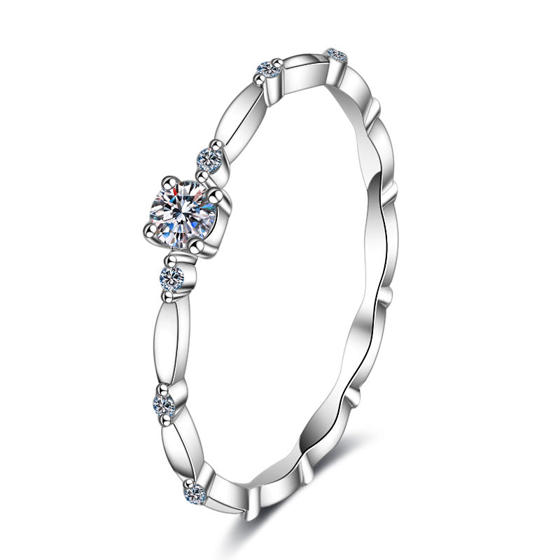 S925 Sterling Silver Floral Four-Paw Eternity Band Ring with 10-Point Moissanites