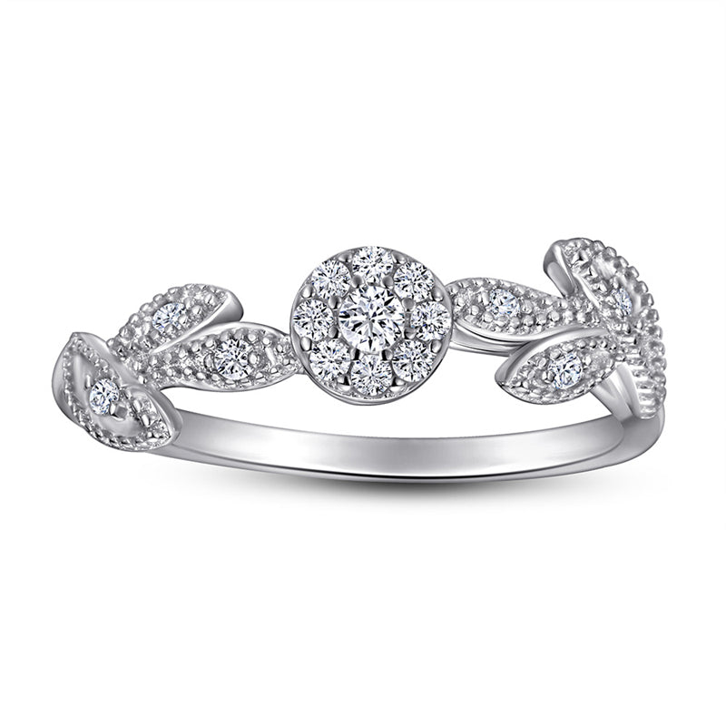 S925 Sterling Silver Floral Micro-Pavé Ring - Delicate Nature-Inspired Jewelry