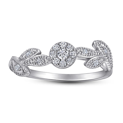 S925 Sterling Silver Floral Micro-Pavé Ring - Delicate Nature-Inspired Jewelry