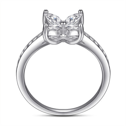 S925 Sterling Silver Floral Zirconia Ring - Elegant Diamond-Cut Geometric Jewelry
