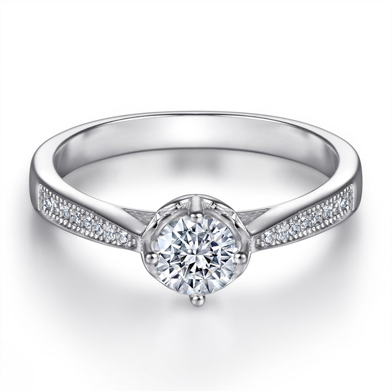 S925 Sterling Silver Floral Zirconia Ring – Korean-Inspired Fashion Jewelry
