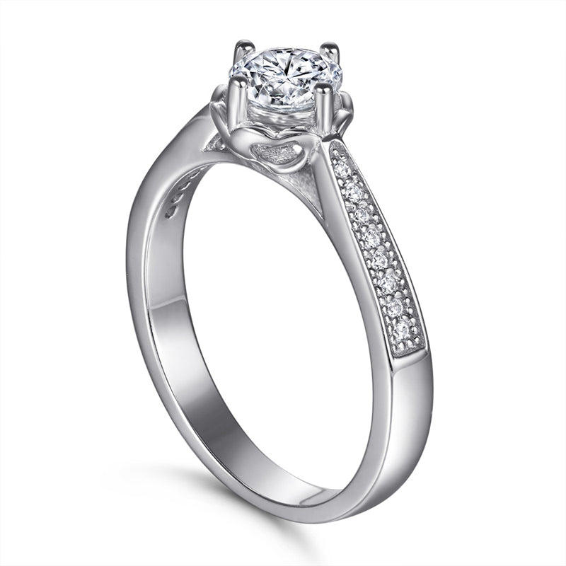 S925 Sterling Silver Floral Zirconia Ring – Korean-Inspired Fashion Jewelry