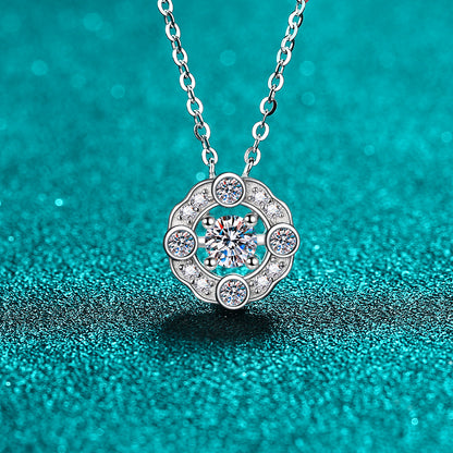 S925 Sterling Silver Four-Prong Pendant Necklace - 0.5CT Moissanite Everyday Elegance