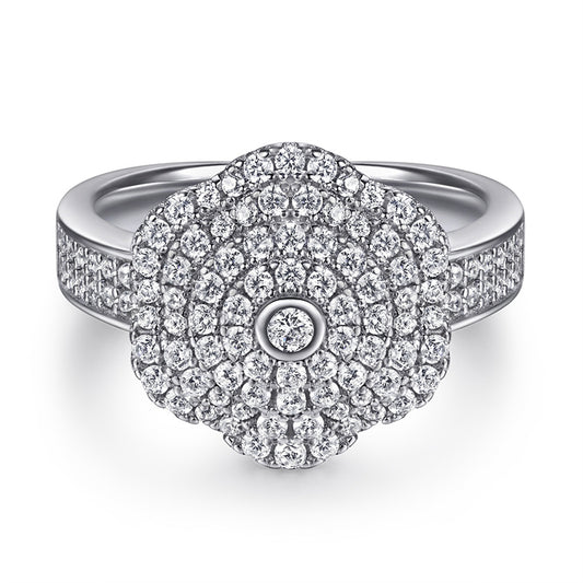 S925 Sterling Silver Full-Zirconia Band Ring - Luxe Geometric Jewelry for Women