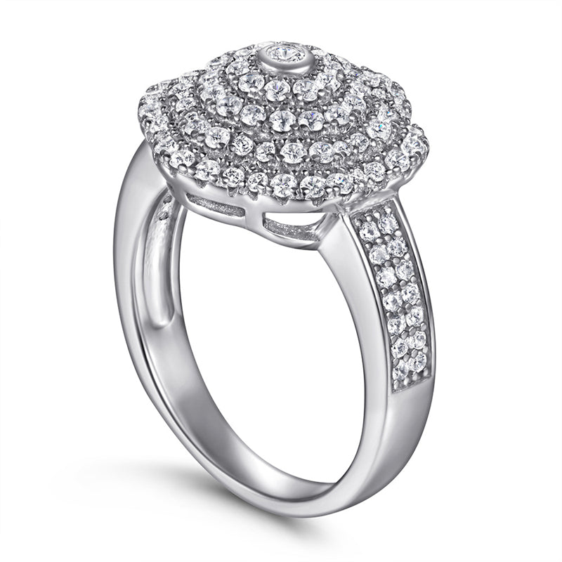 S925 Sterling Silver Full-Zirconia Band Ring - Luxe Geometric Jewelry for Women