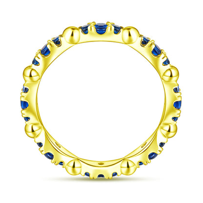 S925 Sterling Silver Full Eternity Band - Blue Zirconia Pavé Ring for Women