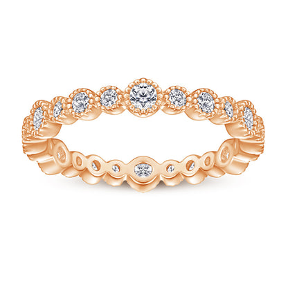 S925 Sterling Silver Full Eternity Band - Pavé Zirconia Circle Ring for Women