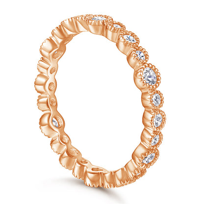 S925 Sterling Silver Full Eternity Band - Pavé Zirconia Circle Ring for Women