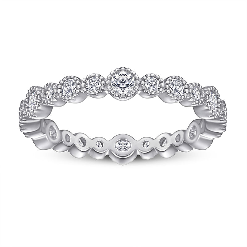 S925 Sterling Silver Full Eternity Band - Pavé Zirconia Circle Ring for Women