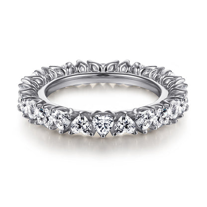 S925 Sterling Silver Full Heart Band Ring – Romantic CZ Pave Jewelry