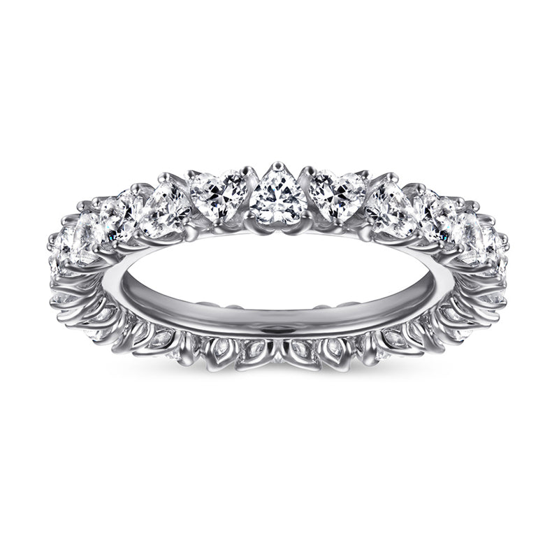 S925 Sterling Silver Full Heart Band Ring – Romantic CZ Pave Jewelry