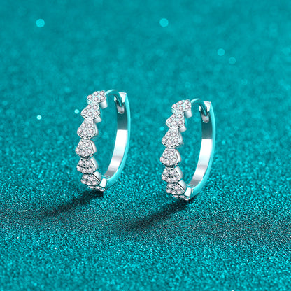 S925 Sterling Silver Full Moissanite Huggie Hoop Earrings - 0.35CT Nature-Inspired Elegance