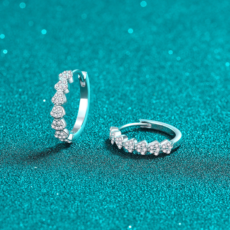 S925 Sterling Silver Full Moissanite Huggie Hoop Earrings - 0.35CT Nature-Inspired Elegance