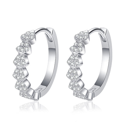 S925 Sterling Silver Full Moissanite Huggie Hoop Earrings - 0.35CT Nature-Inspired Elegance