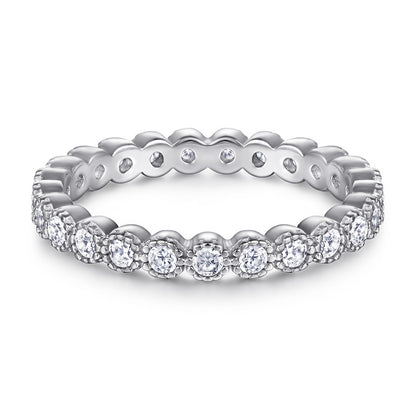 S925 Sterling Silver Full Pavé Band Ring - Elegant Stackable Jewelry for Women