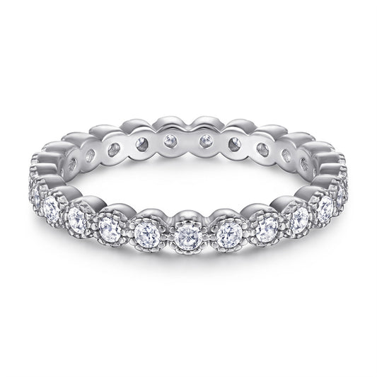 S925 Sterling Silver Full Pavé Band Ring - Elegant Stackable Jewelry for Women