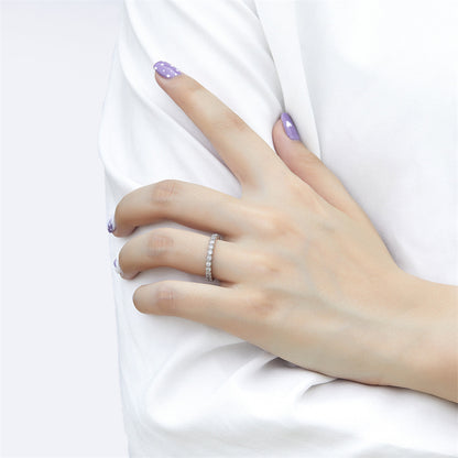 S925 Sterling Silver Full Pavé Band Ring - Elegant Stackable Jewelry for Women