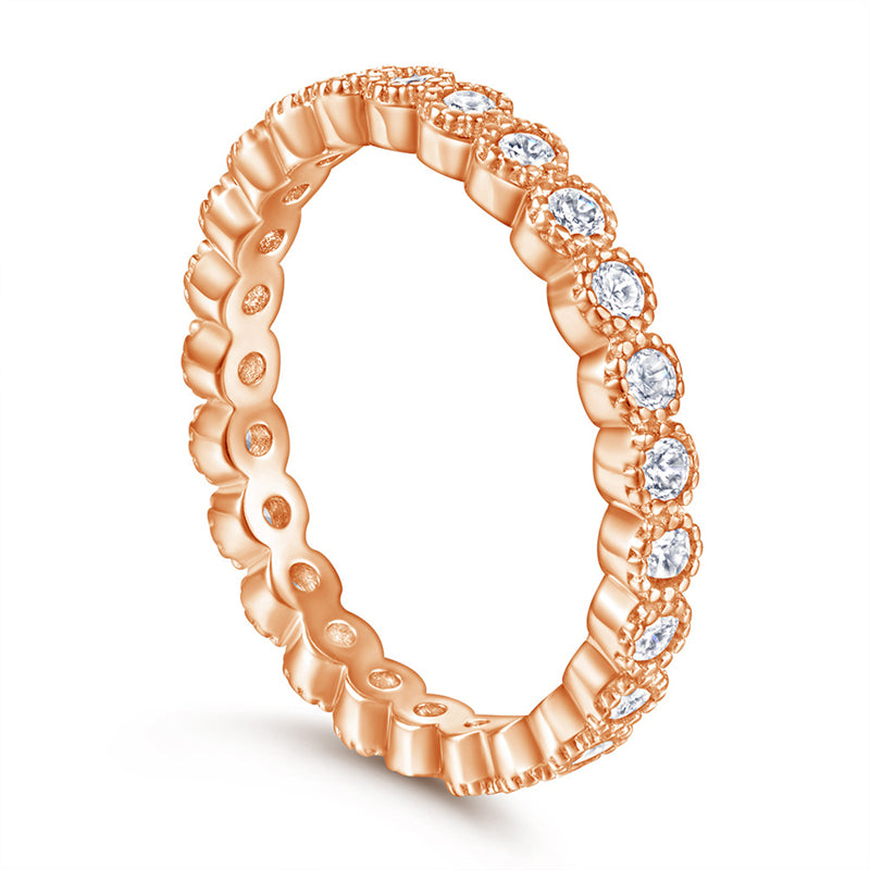 S925 Sterling Silver Full Pavé Band Ring - Elegant Stackable Jewelry for Women