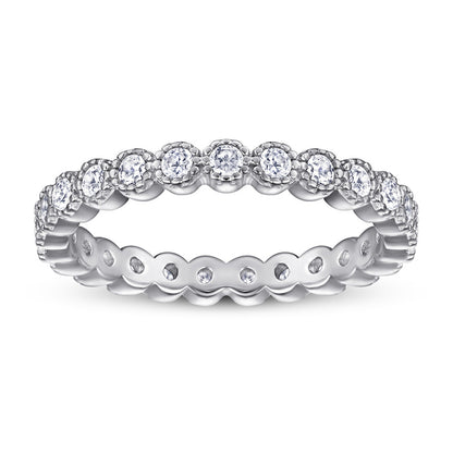 S925 Sterling Silver Full Pavé Band Ring - Elegant Stackable Jewelry for Women